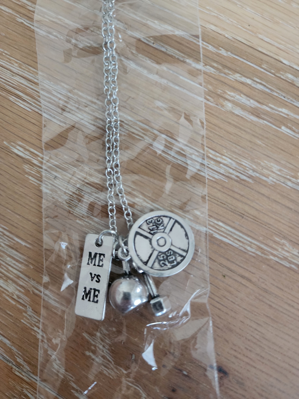 Silver Fitness Charm Necklace - 'ME vs ME' 18"